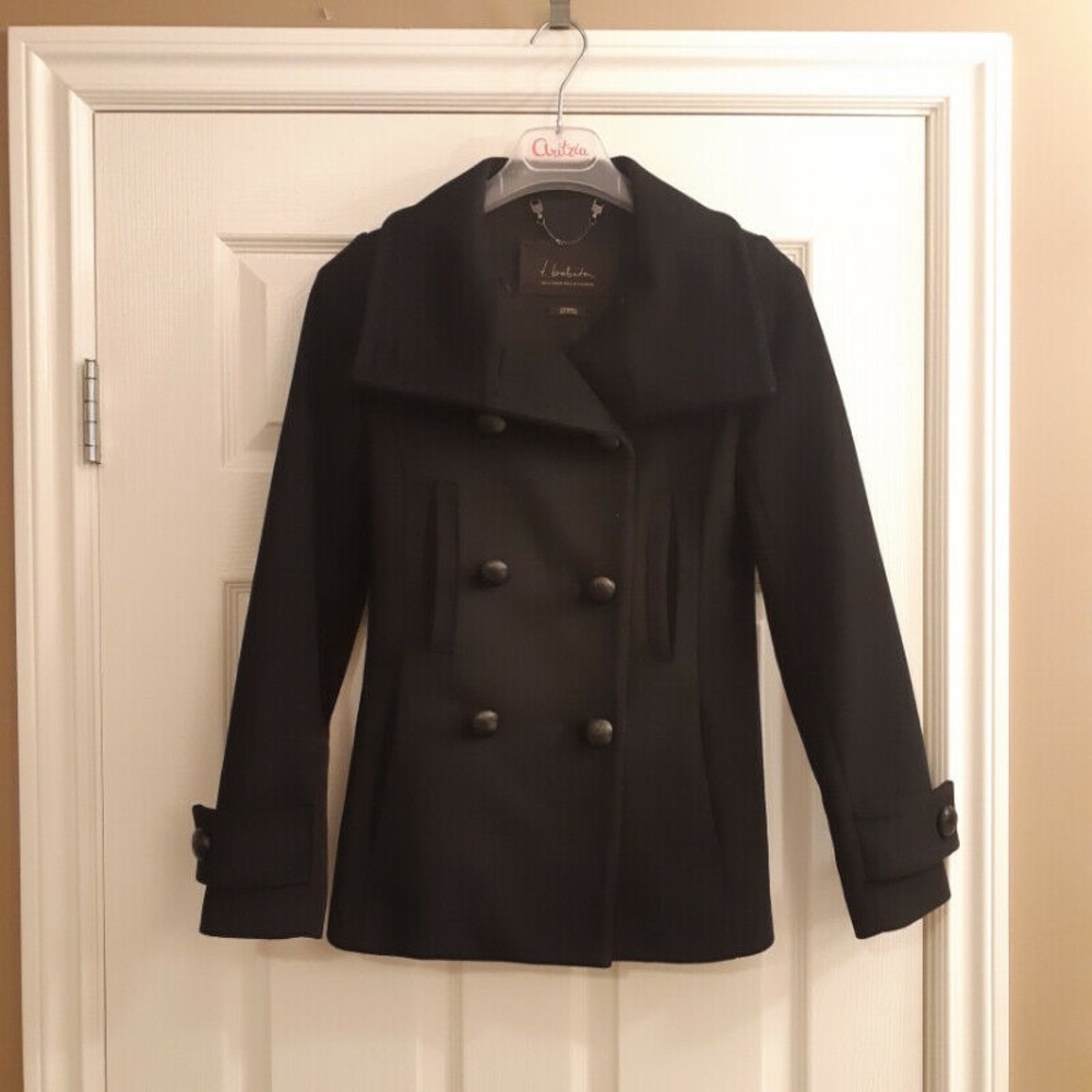 Aritzia Babaton Black Howell Wool Coat